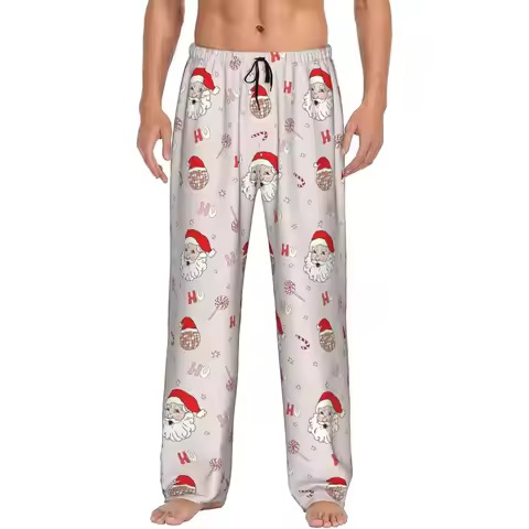 Custom Merry Christmas Tree Pajama Pants Men's Sleepwear Lounge Sleep Bottoms Stretch with Pockets