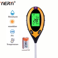 Yieryi 4 IN 1ดิจิตอลเครื่องวัดความชื้นของดินอุณหภูมิเครื่องวัดค่าPHแสงแดดทดสอบเครื่องมือทำสวน