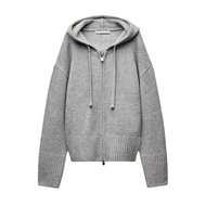 2025 imported ZARAˉ Autumn And Winter New Womens Simple Hooded Long Sleeve Soft Glutinous Knitted Sw