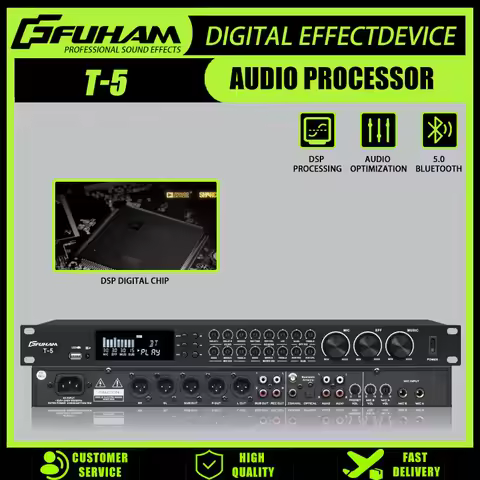 FUHAM T-5 Karaoke Pre-Effect KTV Professional Digital Audio Echo Effect Processor T-5 DSP Audio Proc
