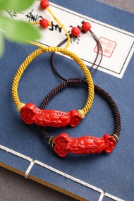 天然原礦硃砂帝王砂如意貔貅 手繩 硃砂含量高達95%