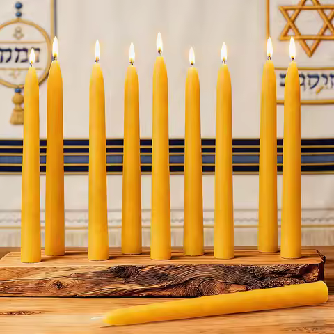 10 PACK Hanukkah Candle Natural Honey Candles Beeswax Taper Honey Candles for Ritual Birthday Religi