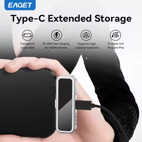 Eaget 64GB/128GB/256GB/512GB Type-C USB Flash Drive - i30, with LCD Displays and PD 20W Fast Charge 