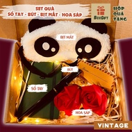 Gift Set NOTEBOOK + PEN + blindfold + FLOWERS - gifts for colleagues, girlfriends, boyfriends - Box 