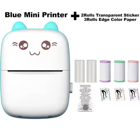 Mini Printer Portable Pocket Thermal Transparent Sticker Color Printer for iOS & Android Inkless Poc
