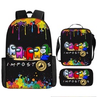 Among Us student schoolbag 3 pieces set, 17inch cartoon children's  backpack, shoulder bag, pencil c