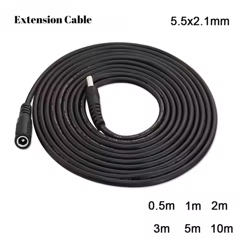 1M 2M 3M 5M DC Extension Cable 5.5x2.1mm Female to Male Plug for 12V 5V 24V Power Adapter Cord Home 