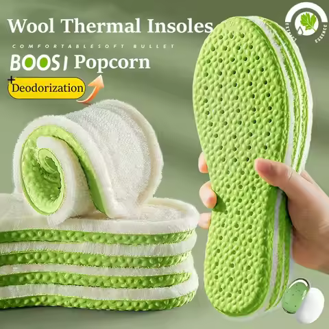 Wool Thermal Insoles for Shoes Sport Deodorization Shock Absorption Arch Support Orthopedic Template