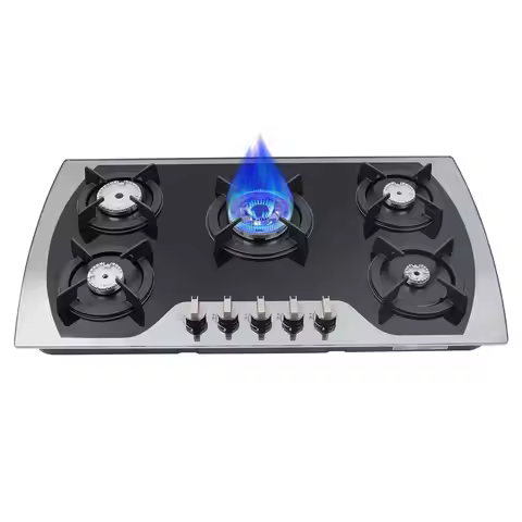 36 inch Gas Cooktop, 5 Burner Built-in Stainless Steel Gas Stove Top LPG/NG Dual Fuel Auto Ignition 