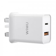 WiWU - 雙 USB (USB A + Type C) 20W 快速充電器（UKPlug）