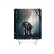 全城熱賣 - 浴室防水數碼印花浴簾(森林大象 180*200cm)