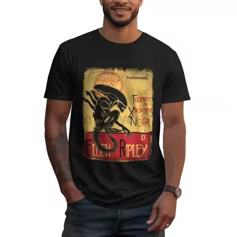 Tournee Du Xenomorphe Noir Essential Unique T Shirt Alien Ellen Ripley Design T-shirts Men Cotton Ca