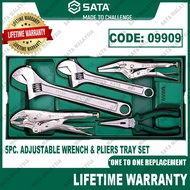 SATA 5Pc. Adjustable Wrench &amp; Pliers Tray Set 09909 Adjustable Spannar Spanner Set Pliers Set Sepana Playar 5 Batang