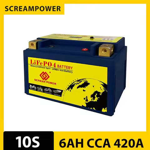 10S Motorcycle Battery Lithium LiFePO4,12V 6AH 420CCA,Built in BMS,Rechargeable ATV Battery