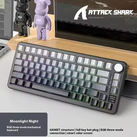 X85Pro ATTACK SHARK Gaming Keyboard Wireless with Screen/Meta Knobs,RGB Hot-Swap Mechanical Keyboard