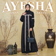 AYESHA Gamis Hitam Brokat Brukat Wanita Abaya Turkey Terbaru Mewah Elegan Premium 054 Hitam