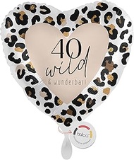 Foil Balloon XXL 40th Birthday Leo Design, Heart Balloon with Number 40, Helium Balloon, Balloon for