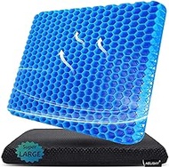 Gel Seat Cushion for Long Sitting(Super Large &amp; Thick) - Office Chair Car Seat Cushion for Back, Sciatica, Hip, Tailbone Pain Relief - Cool, Soft &amp; Breathable Pillow with Non-Slip Cover for Wheelchair