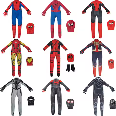 Kids Spider Boy Cosplay Costume Superhero Morales Cosplay Jumpsuit Miles Zentai Jumpsuit Halloween C