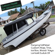 Kapal Perahu Full Fiber 5,8Meters Custom Sesuai Keinginan Nelayan Mancing 100% Fiberglass Boat