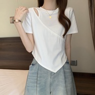 White Short Sleeved T-shirt for Women 2024 Summer Slimming Short T-shirt for Women