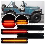4PCS smoke Front & Rear LED Fender Side Marker Lights For Jeep Cherokee SJ CJ5/6/7 J10/20 Pickup Gra