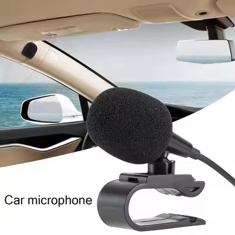 Car External Microphone With 3.5mm 3M Bluetooth Audio Cable U-Shaped Clip For Radio Automatic DVD Pl