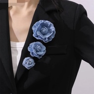 0ne Piece Beautiful Camellia Flower in Blue Fashion 2in1 Brooches HairClips