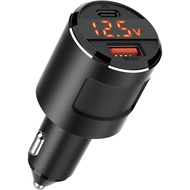 SEIWA Car Charger DC Power Plug C+A PD65W F344 Voltage Display Aluminum USB Type-A USB Type-C 12V/24