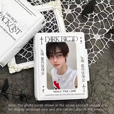 Fashionable White Enhypen Photocard Album Kpop Photo Card Holder Suitable for 3-3.5-Inch Celebrity A