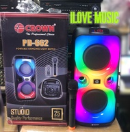 Crown PD-662 portable speaker with dancing light baffle and FREE wireless microphone for Karaoke System[tested before ship out]