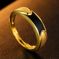 越南沙金男女戒指黄铜镶嵌宝石持久不掉色男女奢华大气宝石戒指Vietnam Sand Gold Ring for Men and Women Brass Set Jewel Holding哆啦咪精品店2