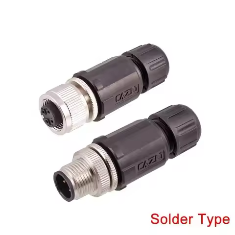 Factory M12 Solder Plastic Straight Angled Assembled Connectors 2 3 4 5 6 8 12 17Pins A B D Male Fem