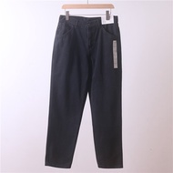 UNIQLO Fish Mio Home U Uniqlo MY450245ผู้ชายผ้าฝ้ายซักผ้าไม่สูงเอวหลวมกางเกงยีนส์ปากแคบนำเข้าใหม่