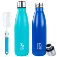 BOGI 2 Pack 17oz Insulated Water Bottle Double Wall Vacuum Stainless Steel Water Bottles, Leak Proof