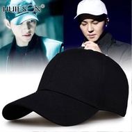 【Huieson】(พร้อมส่ง) หมวกแก๊ปดำล้วน หมวกแก๊ปสีดํา หมวกสีดำล้วน หมวกแก๊ปผู้ชายสีพื้น หมวกเกาหลีชาย/หญิง  หมวกTeam Wang Jackson หมวกแบบศิลปิน