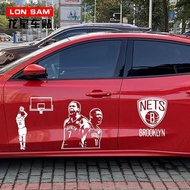Nba车贴篮球汽车贴纸篮网队球星个创意后窗杜兰特欧文反光贴6.3 NBA car sticker basketball car decal Nets team star creative rear w