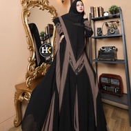 Akasya Black gamis by HK Syari polos mewah set Khimar baju lebaran