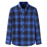 <Plus size> 10XL Long-sleeved Men Brushed Shirt Oversize Plaid Loose Big Business Top 10XL 9XL 8XL 7