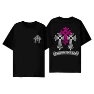 Chrome H26 new trend cross printing loose cotton short-sleeved T-shirts for men and women