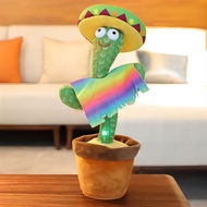 Eiffel Mexican Cactus Toy Talking Cactus Baby Toy USB Charging Repeating Mimicking Cactus Toy For Babies Dancing Cactus Mimicking