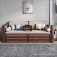 [NEW!]Small Wooden Nest（XIAOMUWO） Sofa Bed New Chinese Style Solid Wood Arhat Bed Living Room Simple Walnut Small Apartment Retractable Broaching Machine Multi-Functional Storage Lunch Break Sofa Bed