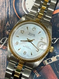 🌈🌈新貨返啦🌈🌈Tudor Prince Oyster Date 74033 🤍原裝白貝母面 連原裝Tudor金鋼帶 👔🖤刁的刁底 34mm 淨錶🖤狀態一流👍🏻👍🏻VU1281 （旺角店）