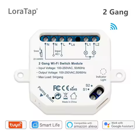 Tuya Smart Life Wifi Switch 2 Gang Relay Breaker Module Google Home Alexa Echo Voice Control Smart L