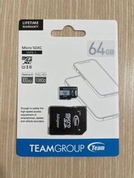 Team 十銓 64GB 100MB/s microSDXC UHS-I C10 記憶卡 終身保固