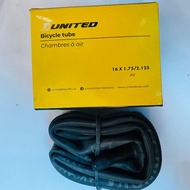 UNITED 16 INCH PURE 305 BICYCLE INNER TYRE SIZE 16x1.75 - 16x2.125