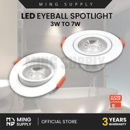 MS LED Eyeball 3W 7W Recessed Spotlight Downlight Home Lighting Room Ceiling Lights Down Light Lampu Siling Hiasan Rumah