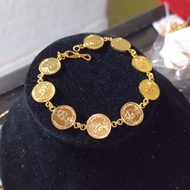 Gold plated brass coin bracelet