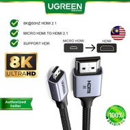 UGREEN Micro HDMI to HDMI 2.1 8K@60Hz 48Gbps 3D MAX Nylon HDR Braided Cable for Camera Gopro TV Tablet Projector