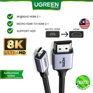 UGREEN Micro HDMI to HDMI 2.1 8K@60Hz 48Gbps 3D MAX Nylon HDR Braided Cable for Camera Gopro TV Tabl